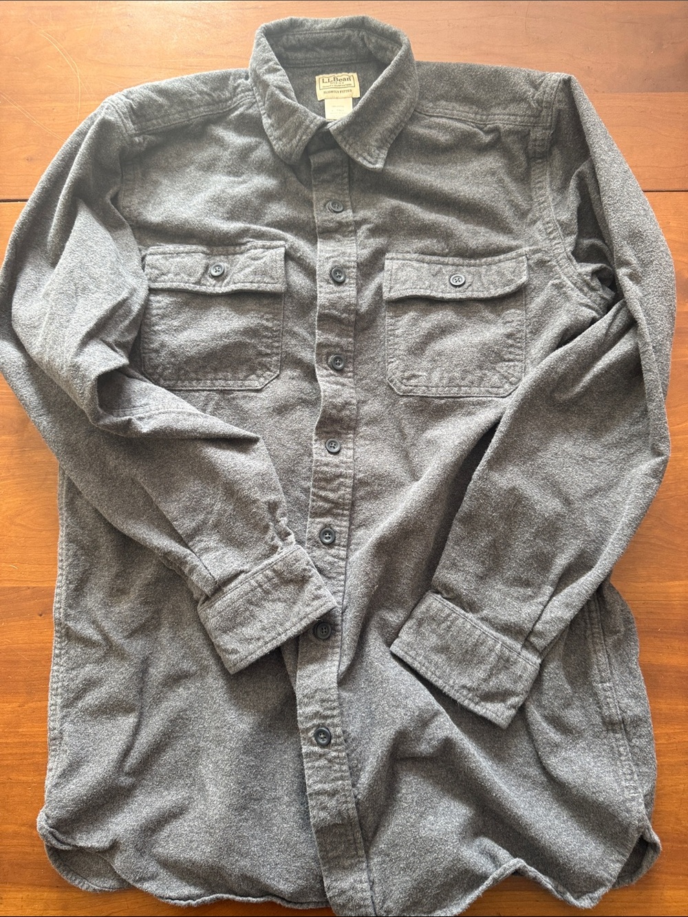 L.L. Bean Men's Chamois Slightly Fitted Shirt, Dark Gray